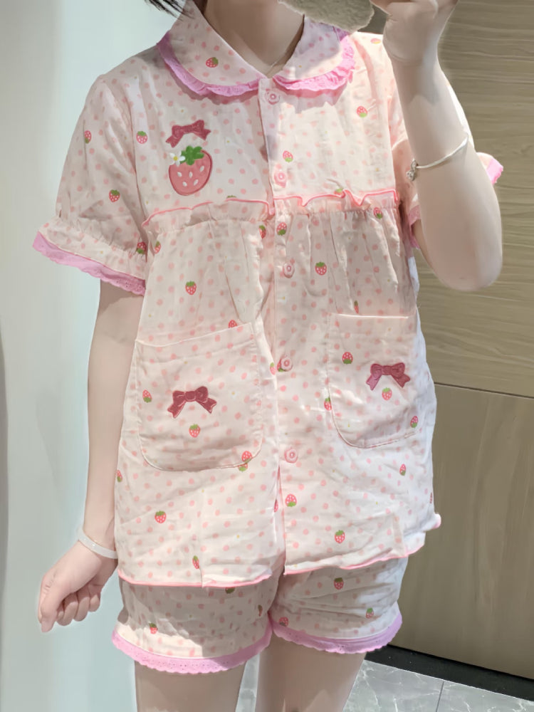 Strawberry Dream Cotton Pajama Sets-ntbhshop