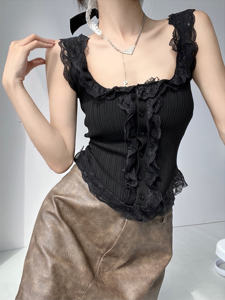 Feminine Lace Knit Camisoles-ntbhshop