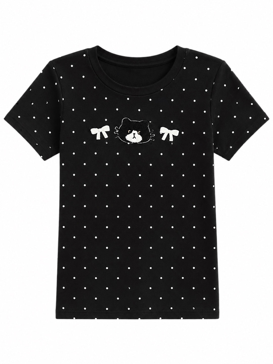 Milk Cat Polka Tees-Tops-ntbhshop
