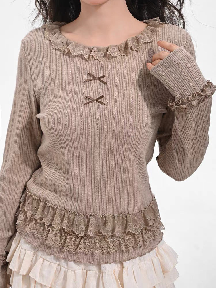 Cupcake Frill Knit Base Tops-ntbhshop