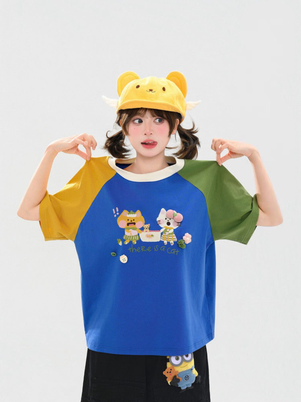 Cat Picnic Raglan Tee-Tops-ntbhshop
