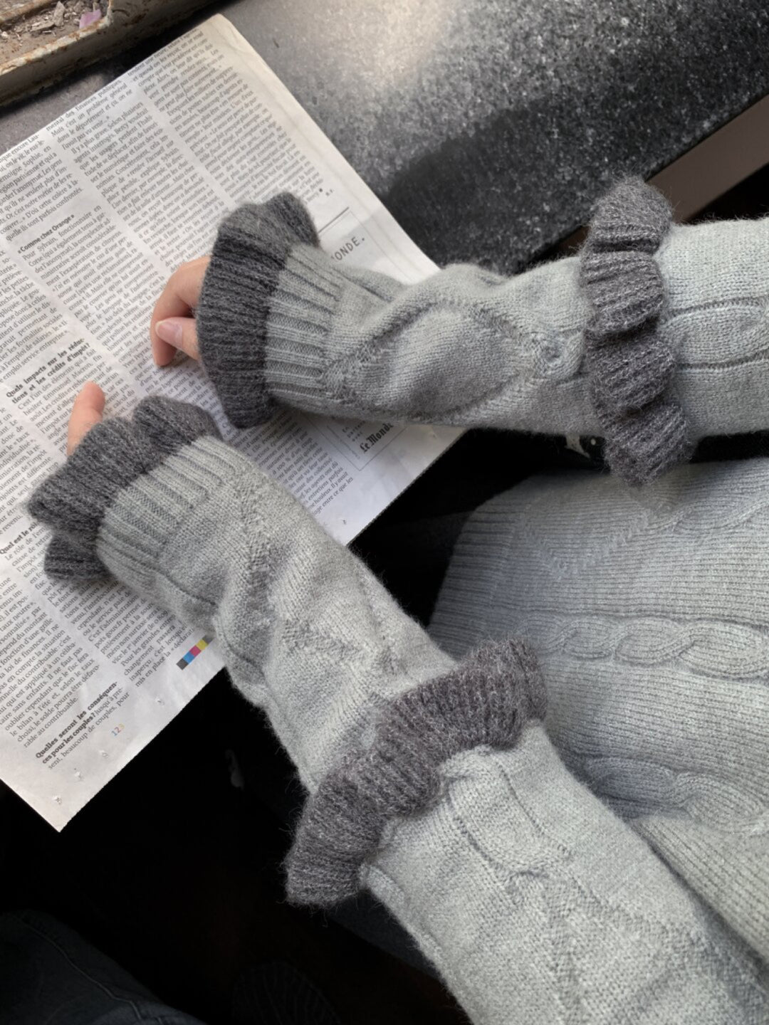 Ink Ruffle Cable Knit Sweater-ntbhshop