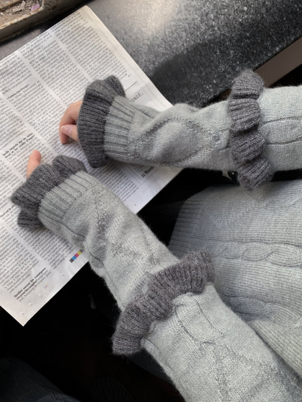 Ink Ruffle Cable Knit Sweater-ntbhshop