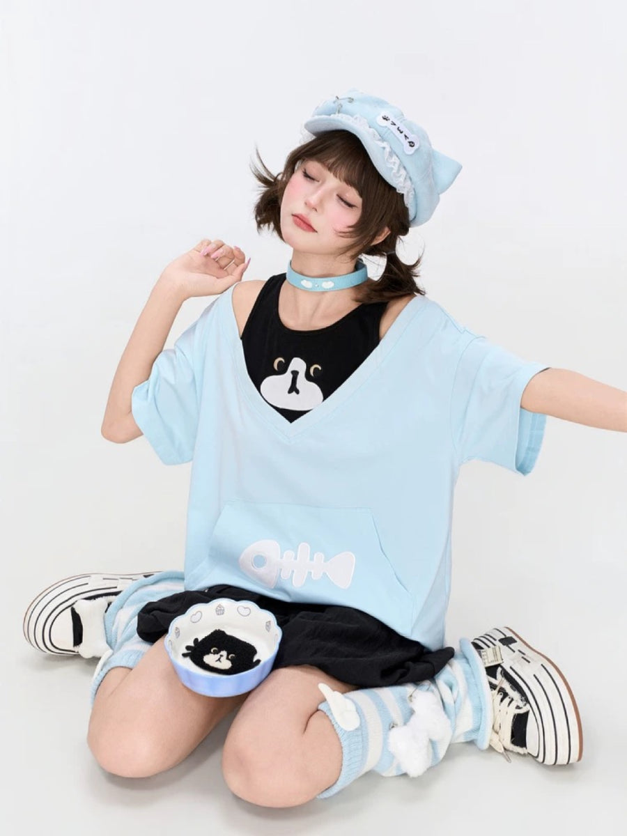 Milk Cat Layered Tee-Tops-ntbhshop