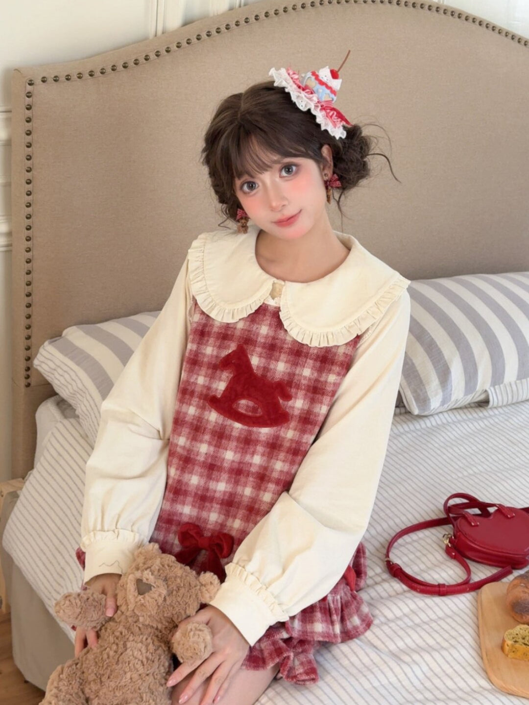 Cherry Check Rocking Pony Vest & Short-Outerwear-ntbhshop