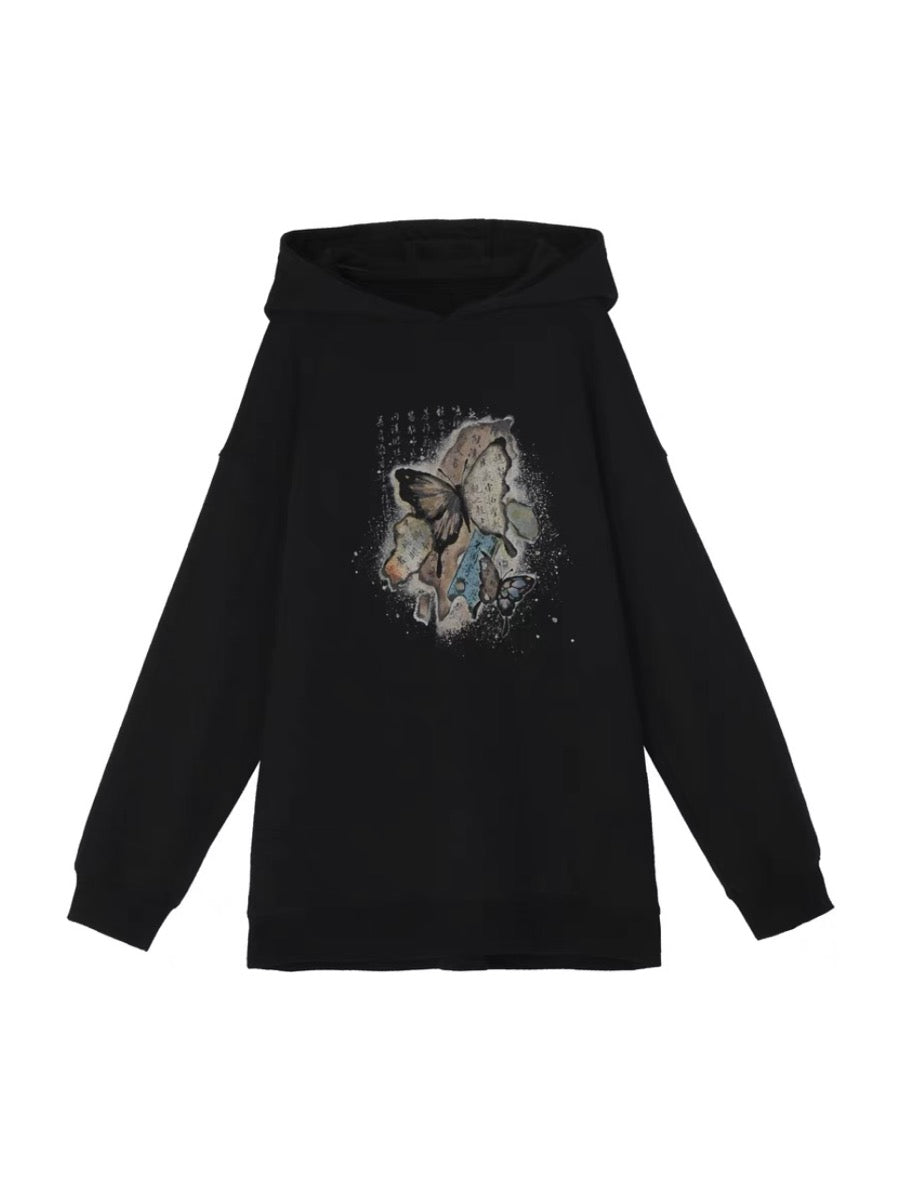 The Pile of Brocade Ash Chinese Butterfly Unisex Hoodie-ntbhshop