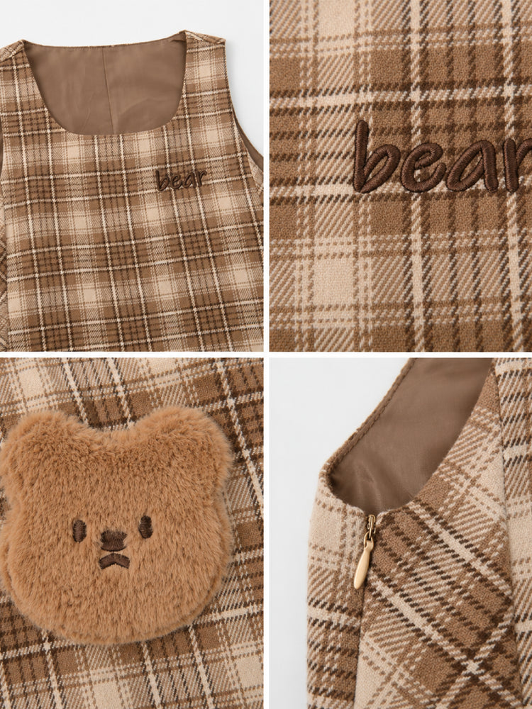 Cookie Bear Plaid Dress-Dresses-ntbhshop