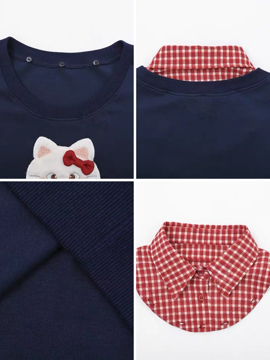 Kitty Crush Collar Sweatshirt-Tops-ntbhshop