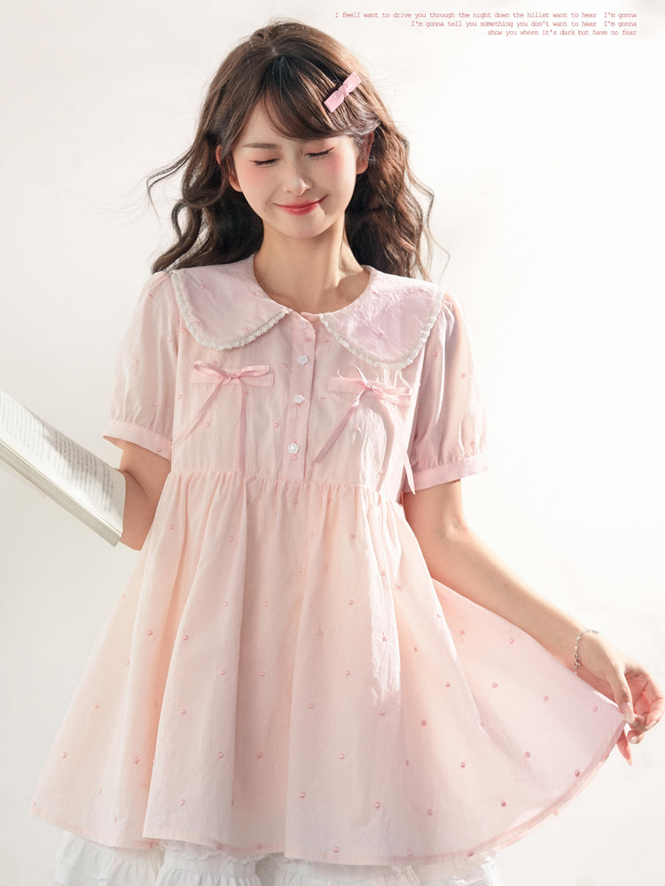 Sweetheart Cotton Babydoll Blouse-Tops-ntbhshop