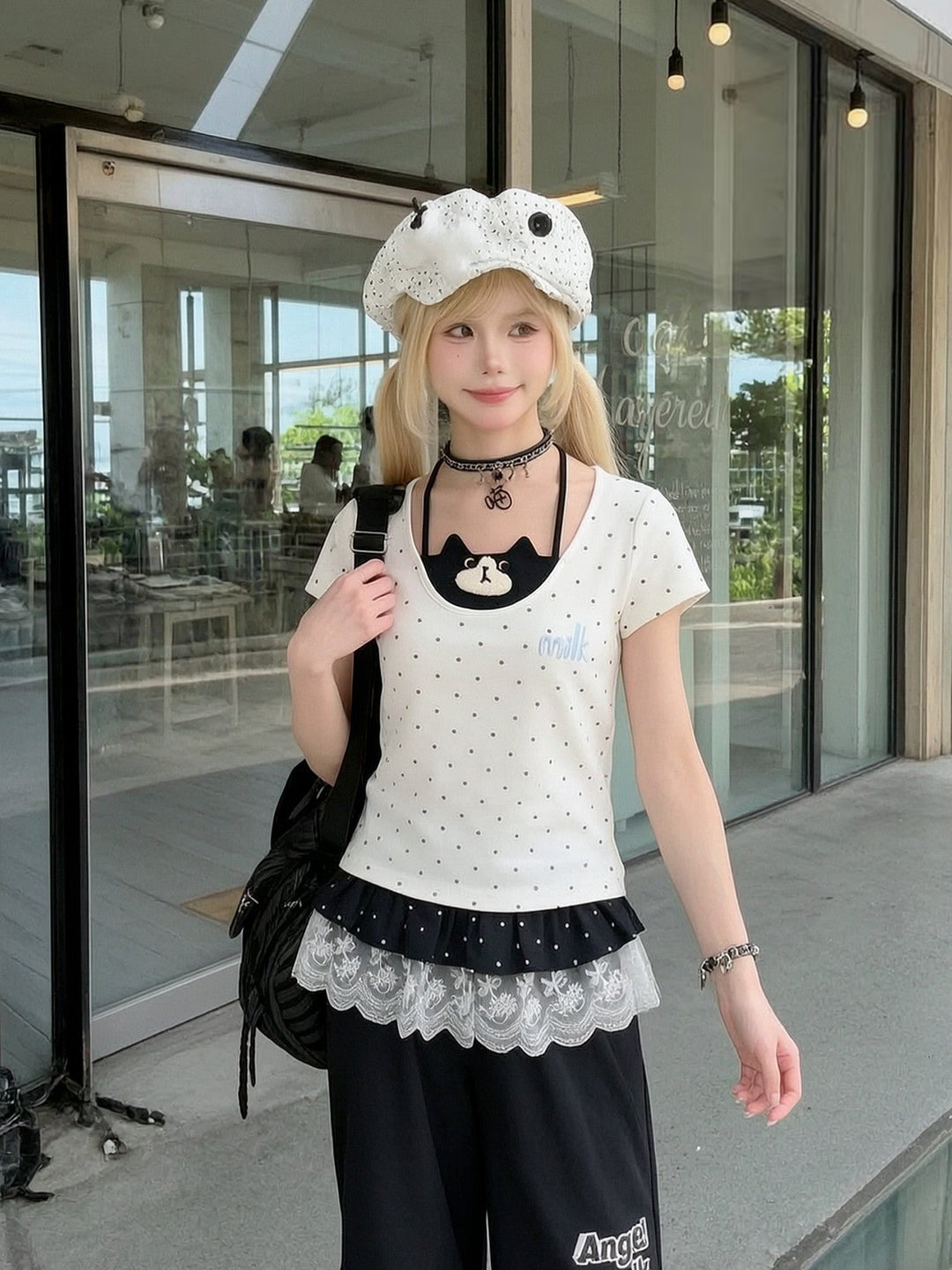Milk Cat Halter Tee-Tops-ntbhshop