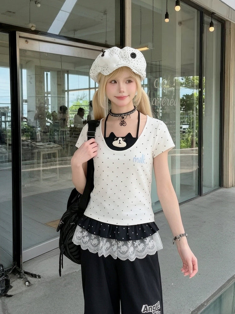 Milk Cat Halter Tee-Tops-ntbhshop