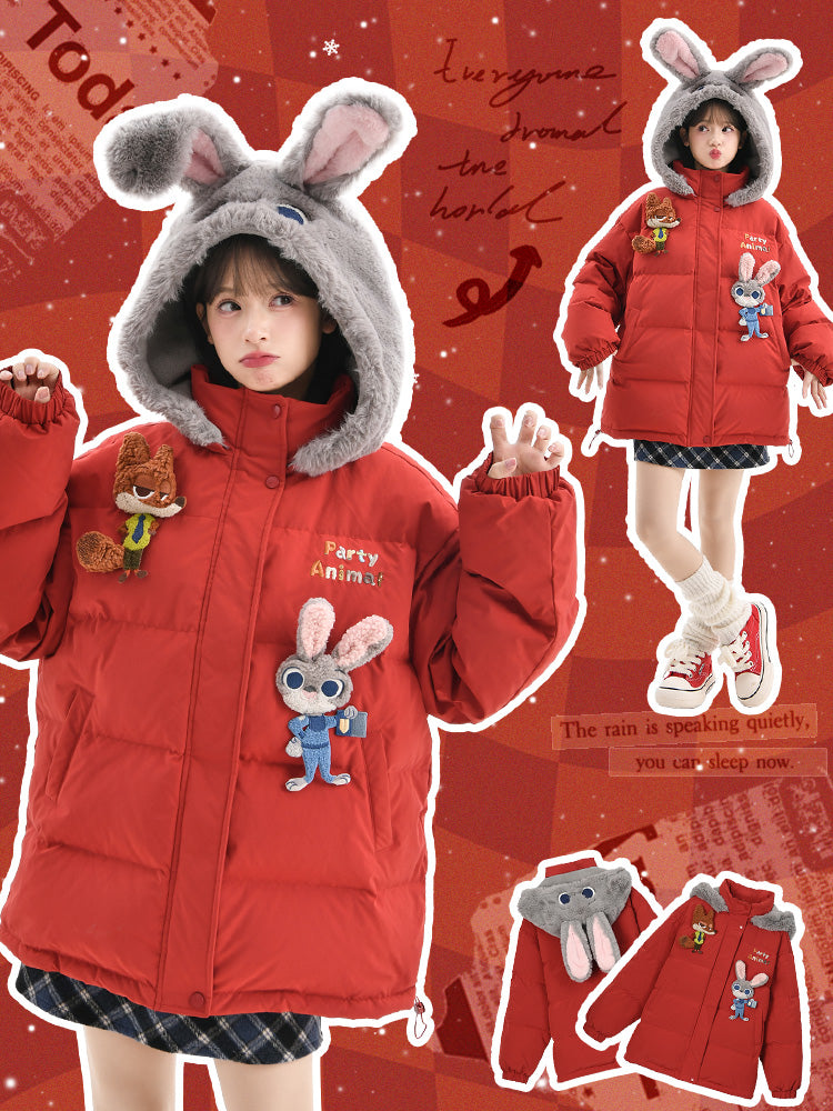 Judy & Nick Zootopia Down Jacket with Detachable Hood-ntbhshop