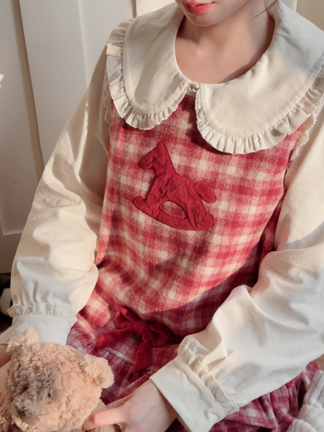 Cherry Check Rocking Pony Vest & Short-Outerwear-ntbhshop