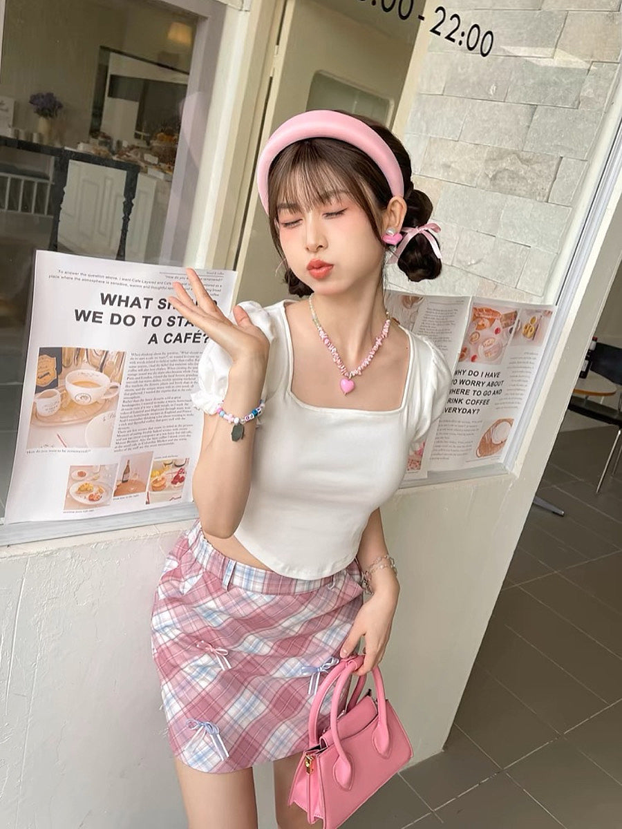 Milk Puff Square Collar Tee-Sets-ntbhshop