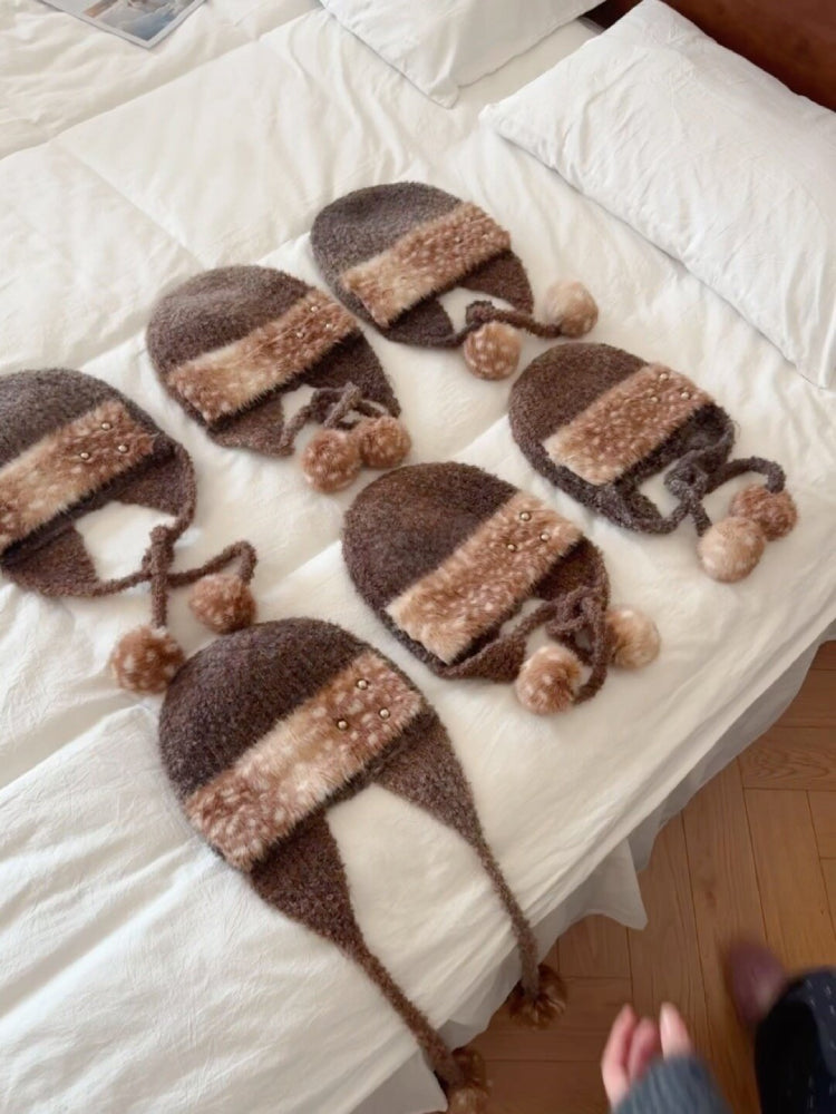 Honey Fawn Y2K Pom Hats-ntbhshop