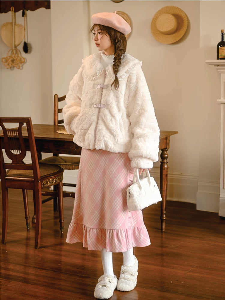 Icy Elegance Doll Collar Faux Fur Jacket-ntbhshop