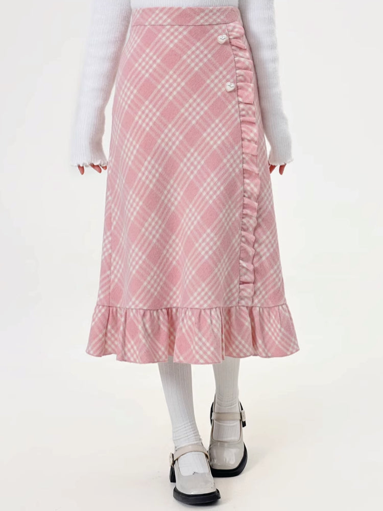 Pink Pixie Plaid Midi Skirt-ntbhshop