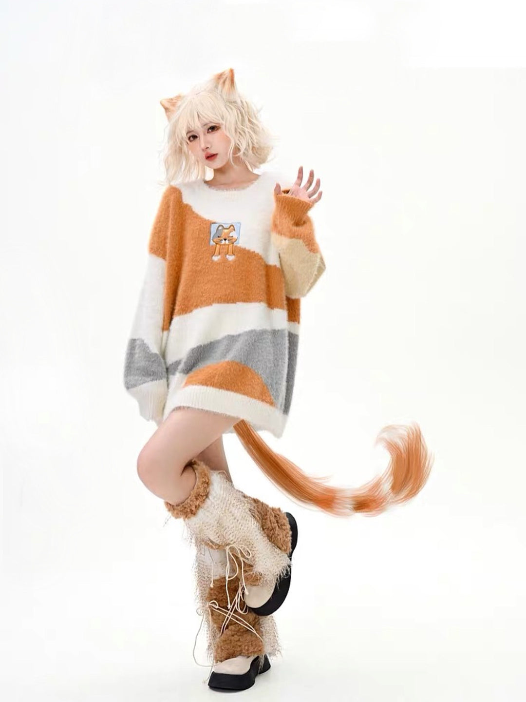 Cat Cubby Fuzzy Sweater-Outerwear-ntbhshop