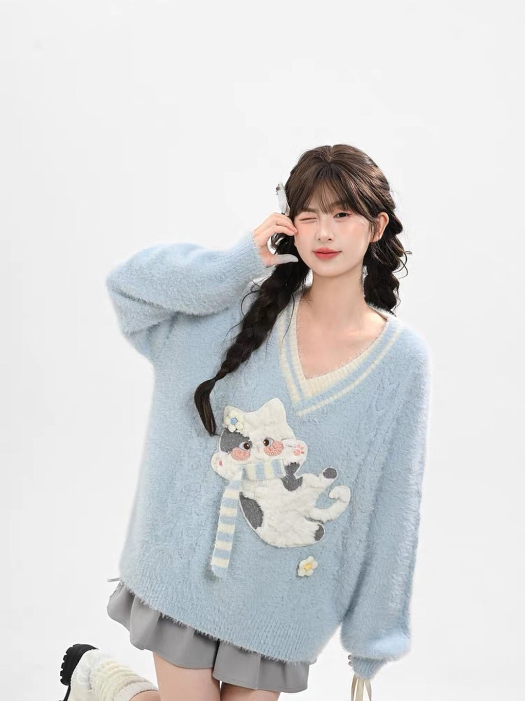 Kitty Candy Fuzzy Sweaters-Outerwear-ntbhshop