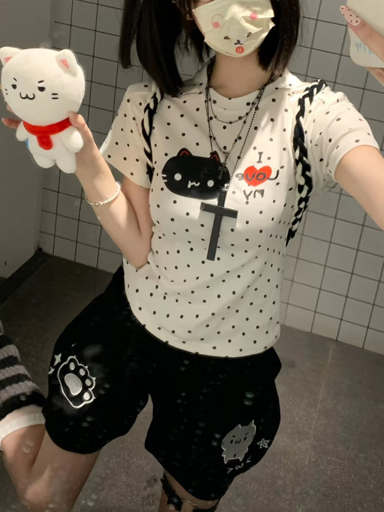 Love My Cat Polka Dot Tees-ntbhshop