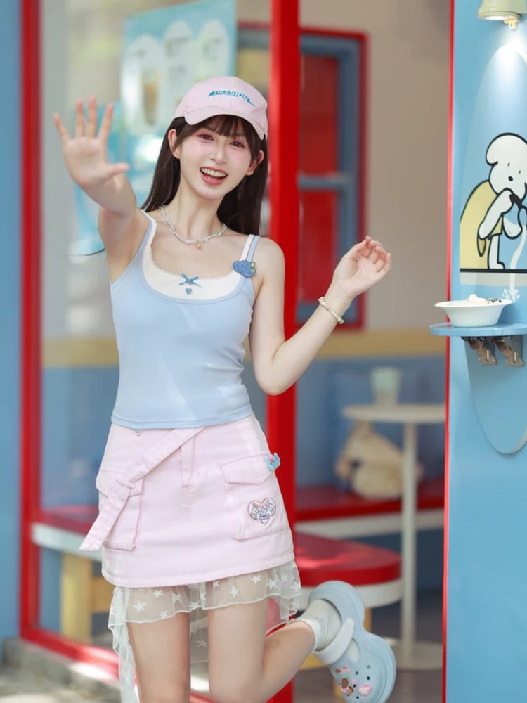 Blueberry Ribbed Bra Camisole-Tops-ntbhshop