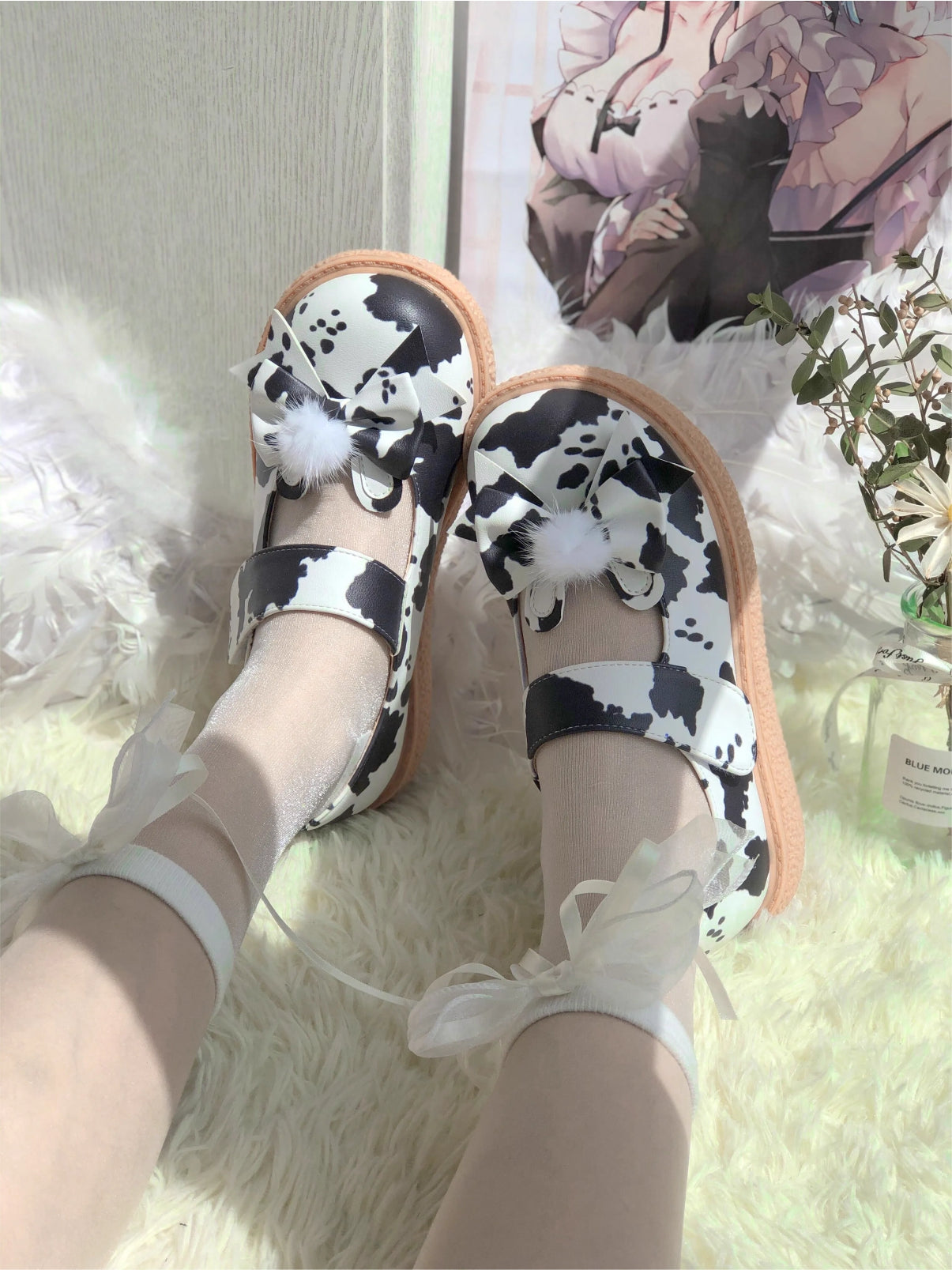 Cute Cow Printed Mary Janes-ntbhshop
