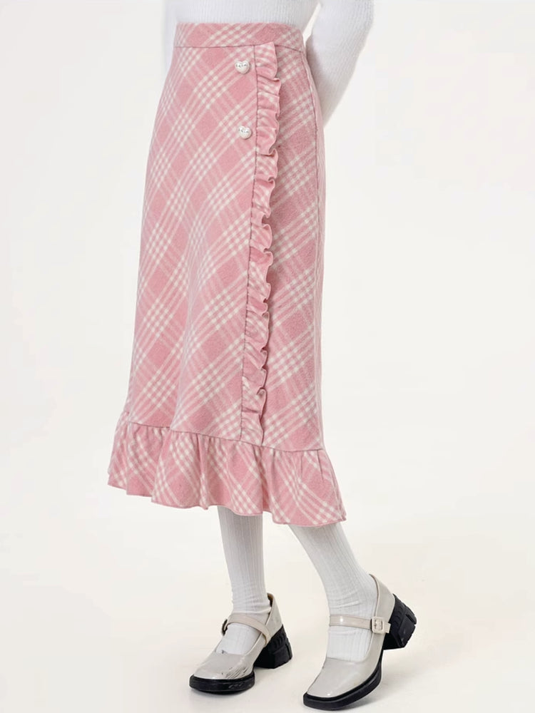 Pink Pixie Plaid Midi Skirt-ntbhshop