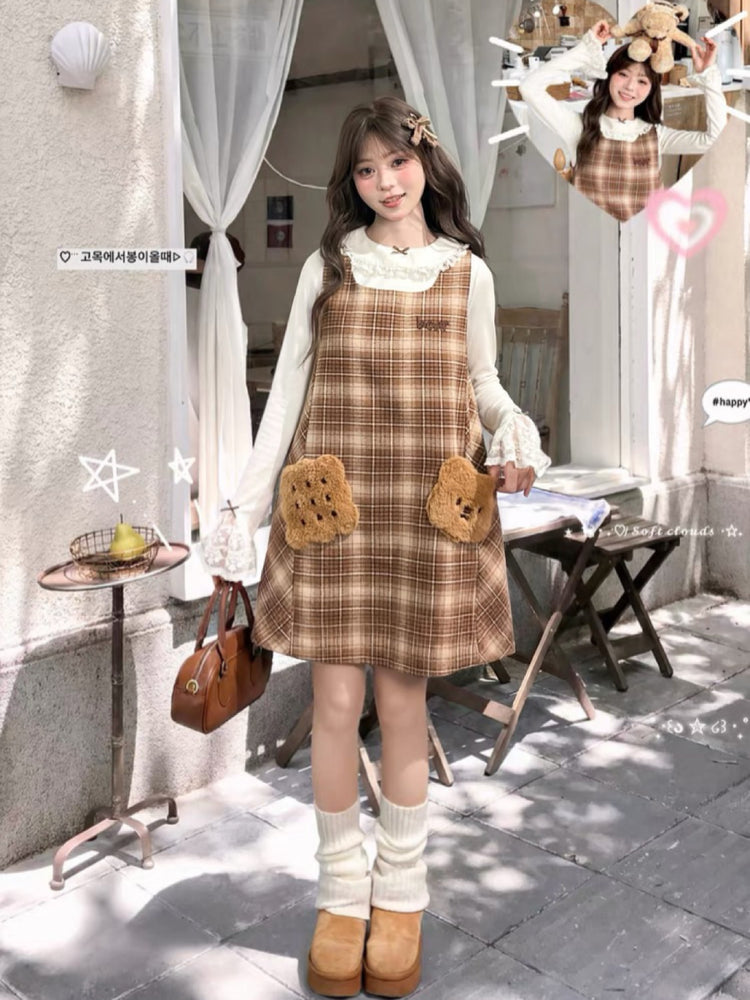 Cookie Bear Plaid Dress-Dresses-ntbhshop