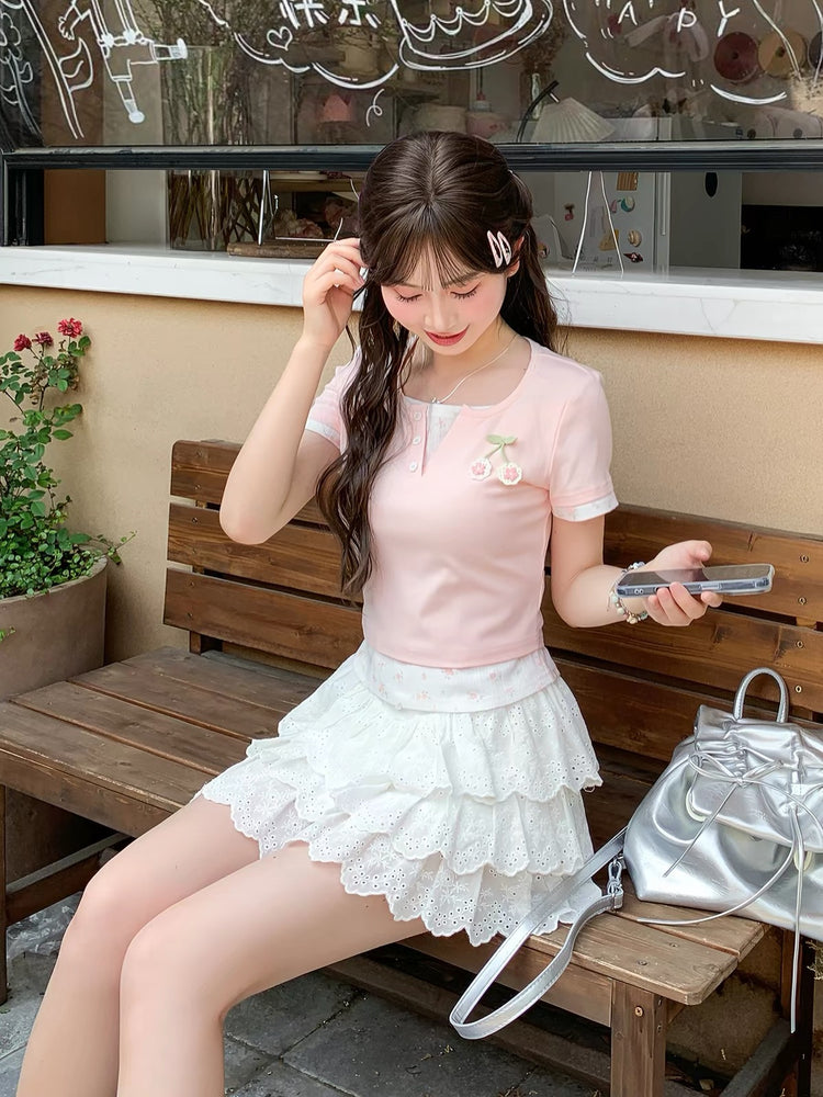 Dollhouse Eyelet Cotton Skirt-Bottoms-ntbhshop