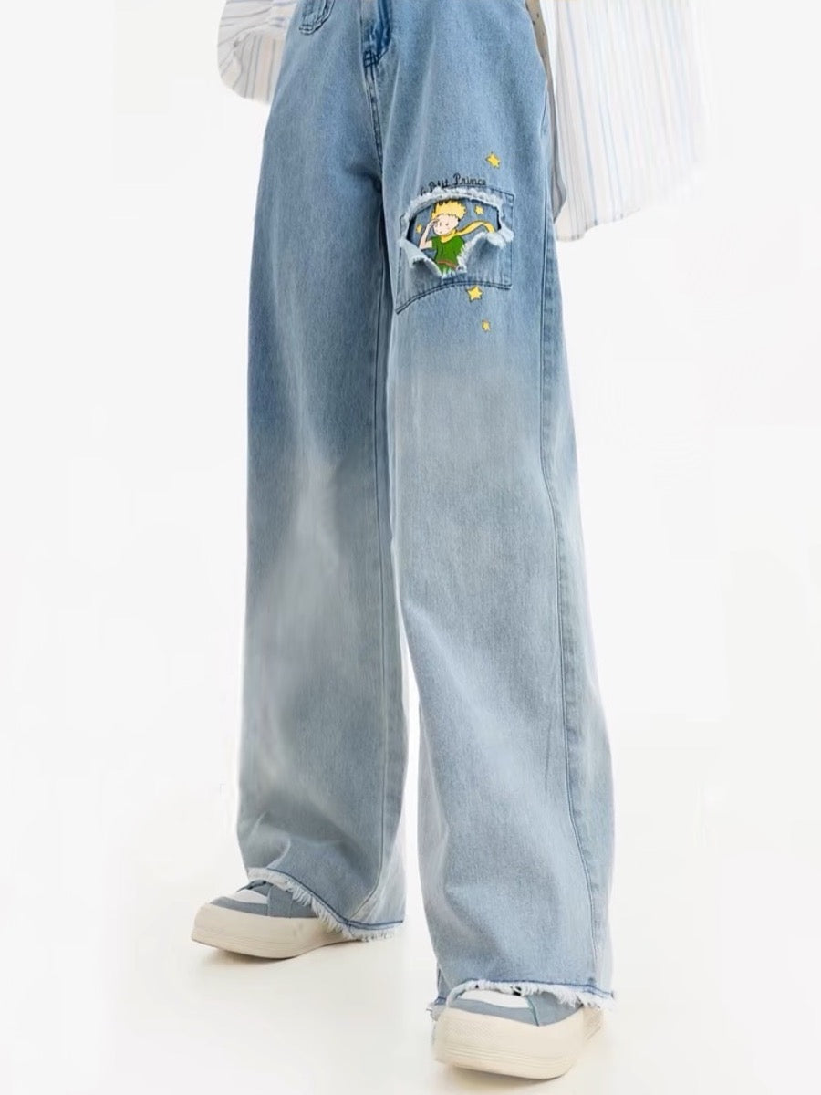 The Little Prince High Waisted Gradient Straight Jeans-ntbhshop
