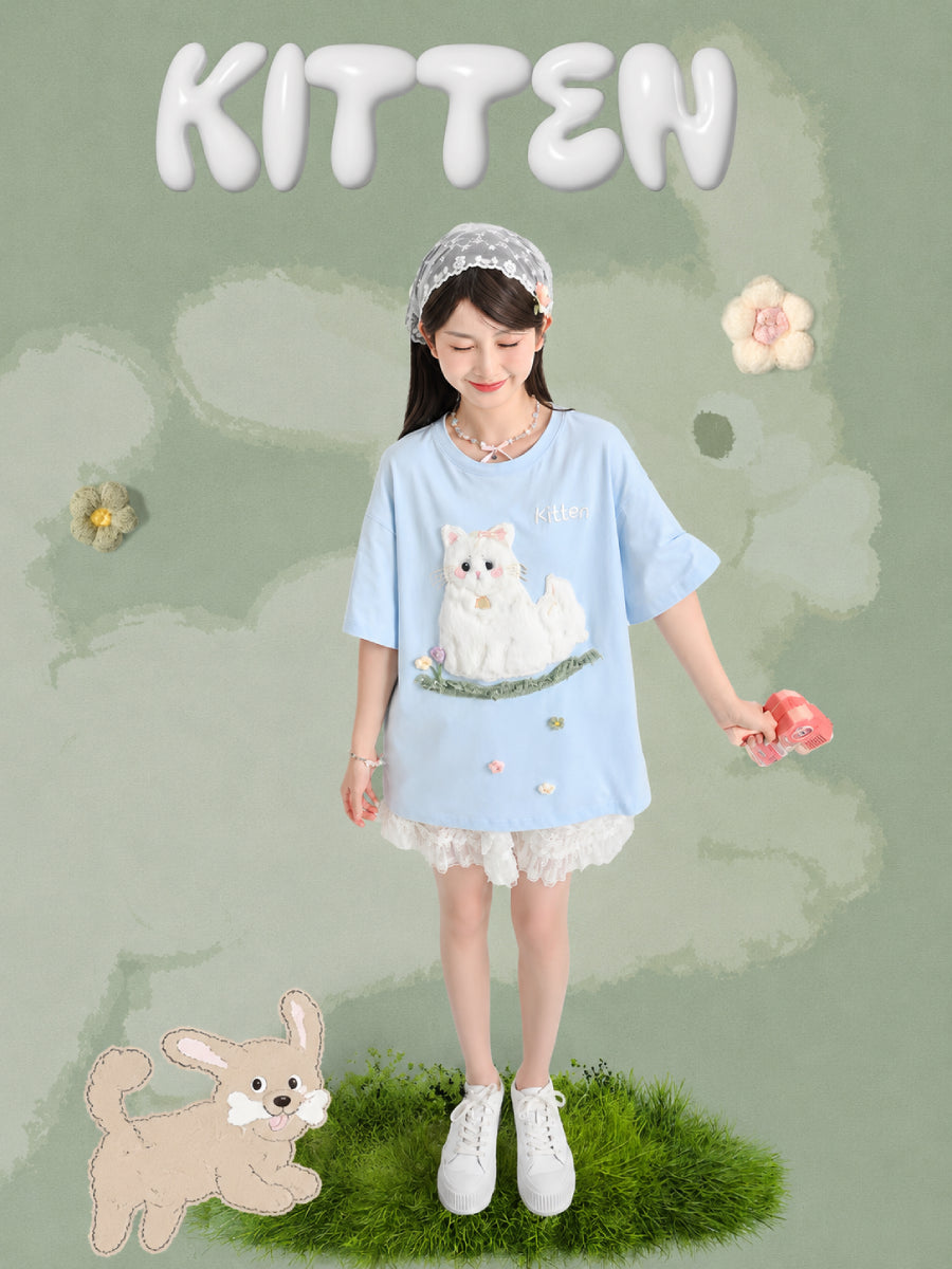 Kitten Garden Cotton Tee-Tops-ntbhshop