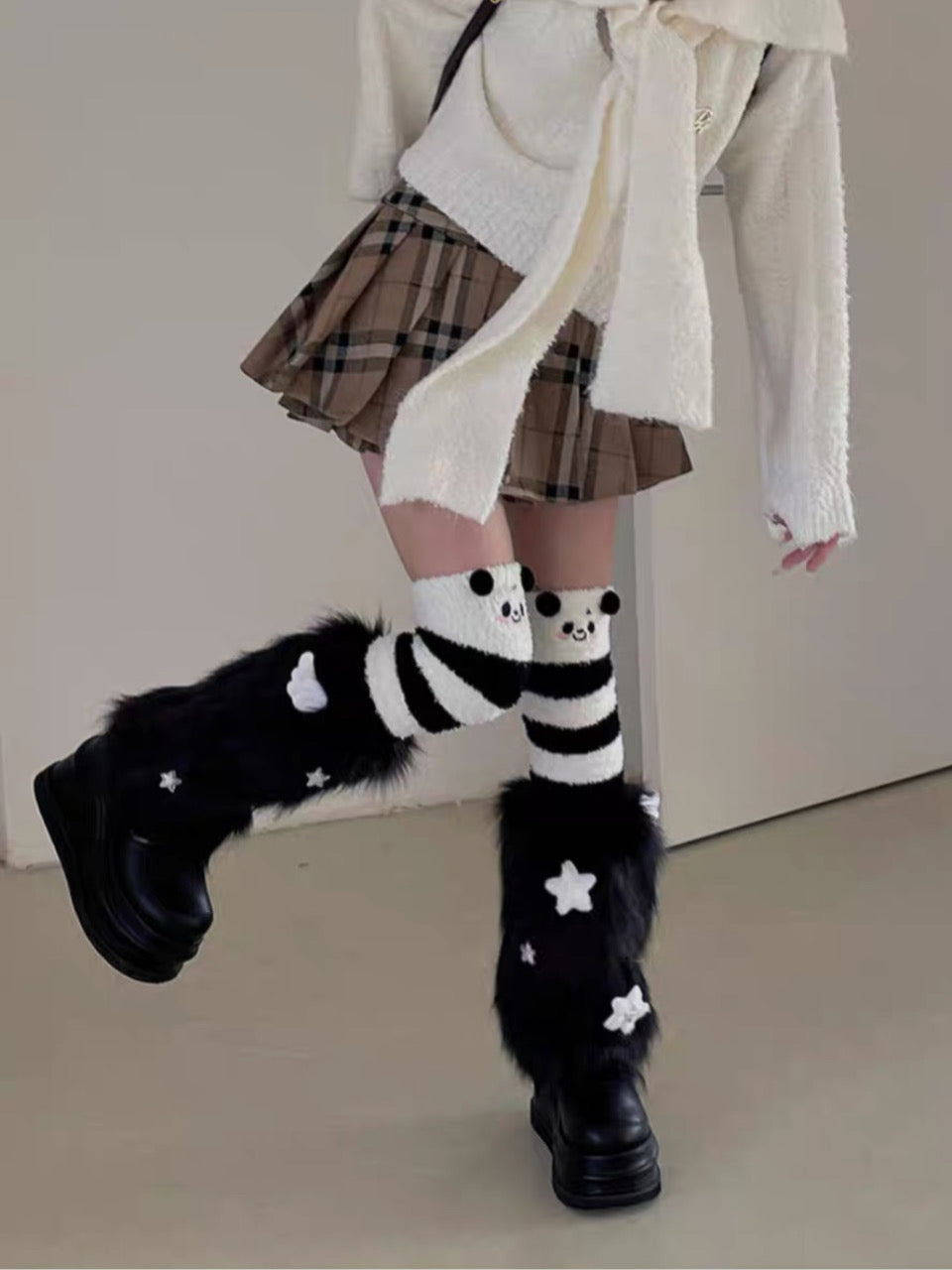 Snow Angel Wing Fluff Leg Warmers-ntbhshop