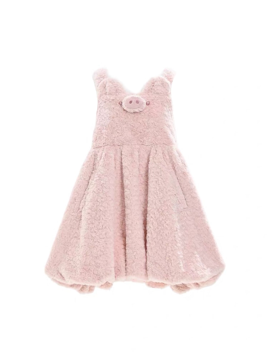 Piggy Plush Overall Dress-Dresses-ntbhshop