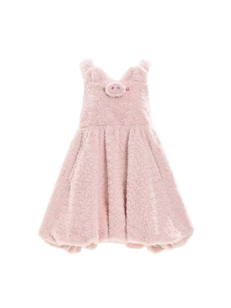 Piggy Plush Overall Dress-Dresses-ntbhshop