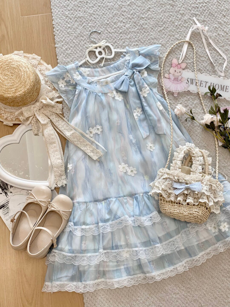 Bluebell Fairy Sleeve Lace Dress-Dresses-ntbhshop