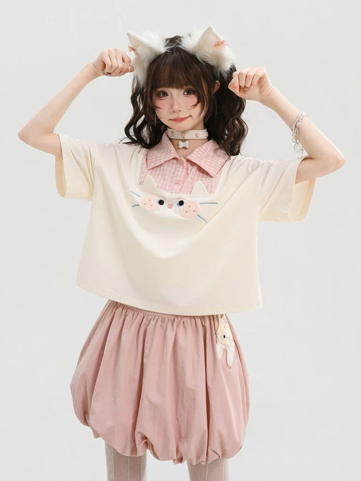 Cookie Cat Polo Top & Bubble Skirt-Sets-ntbhshop