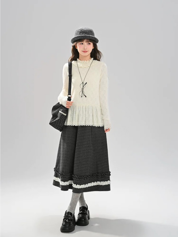 Inkroom Preppy Plaid Midi Skirt-ntbhshop