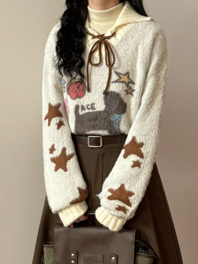 Puppy Love Bow Knit Sweaters-ntbhshop