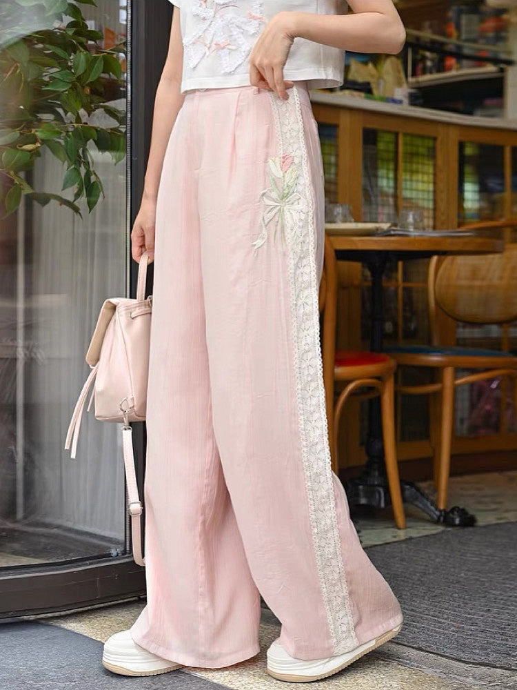 Tulip Breeze Pastel Wrinkled Wide Pants-ntbhshop