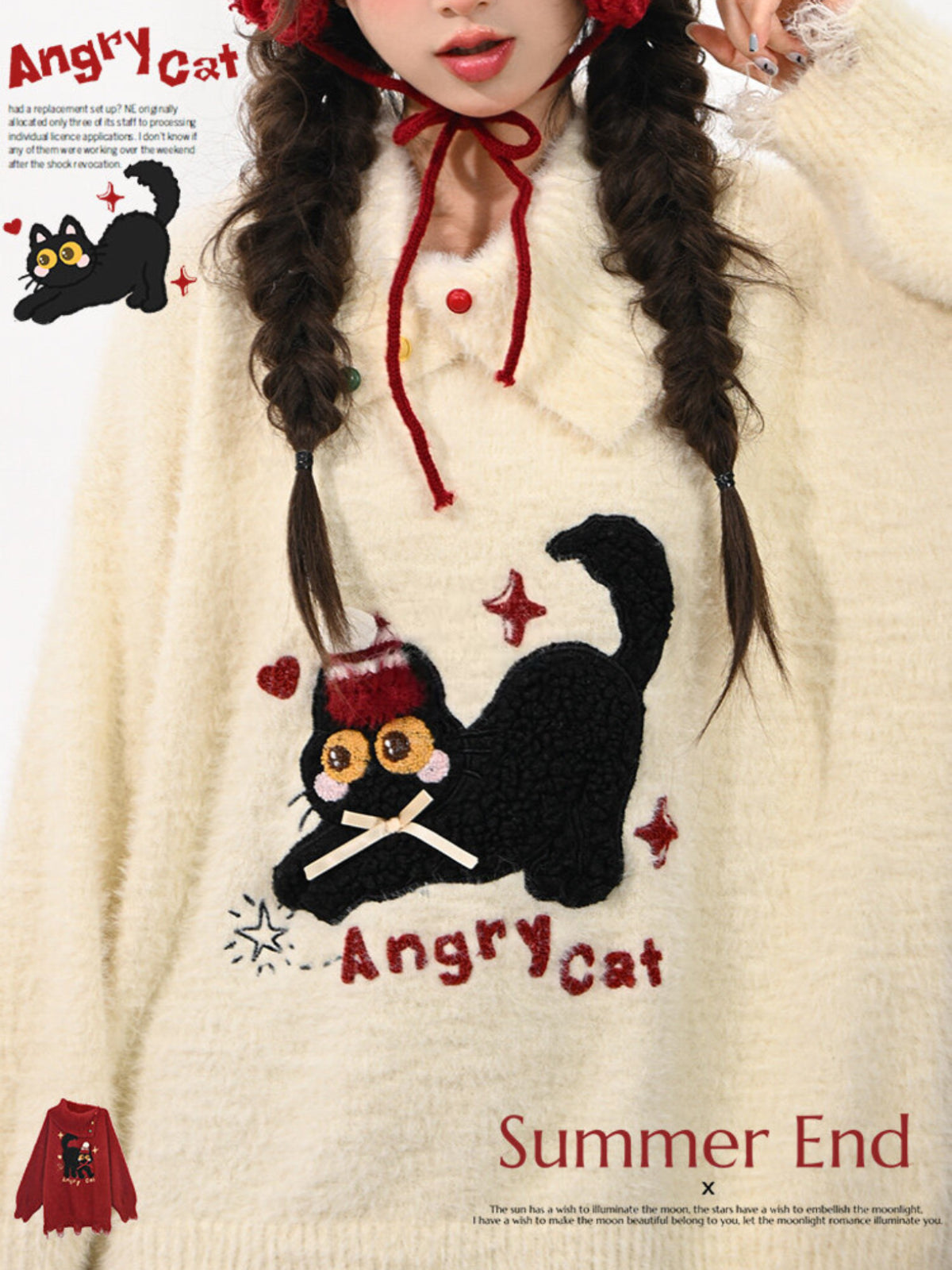 Angry Cat Whimsy Christmas Knit Sweaters-ntbhshop