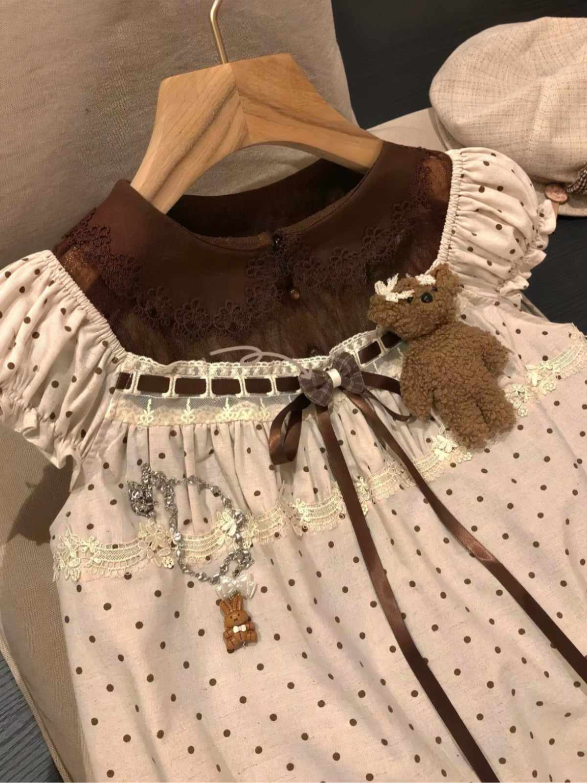 Brownie Bear Layer Blouse-Tops-ntbhshop