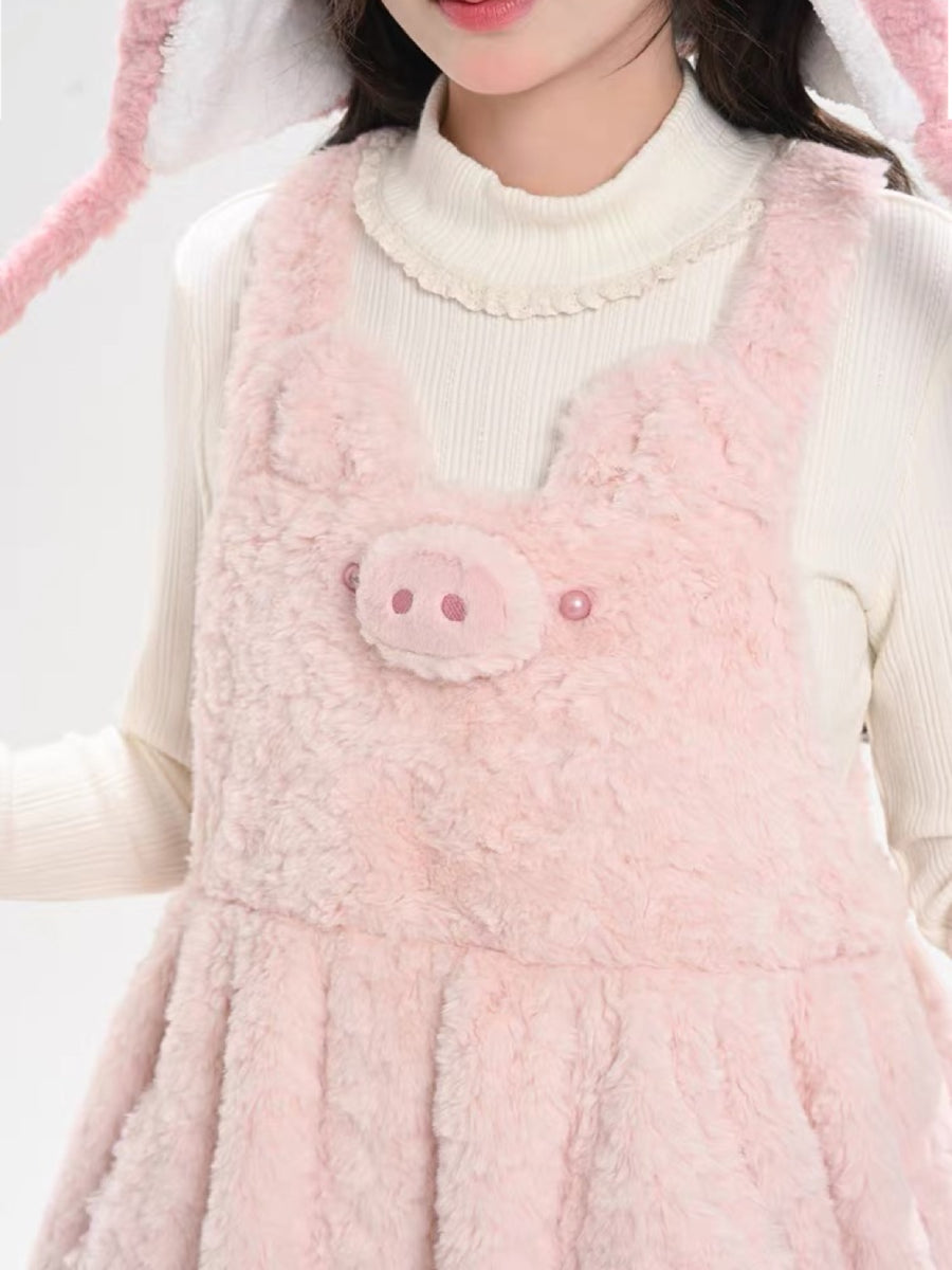 Piggy Plush Overall Dress-Dresses-ntbhshop