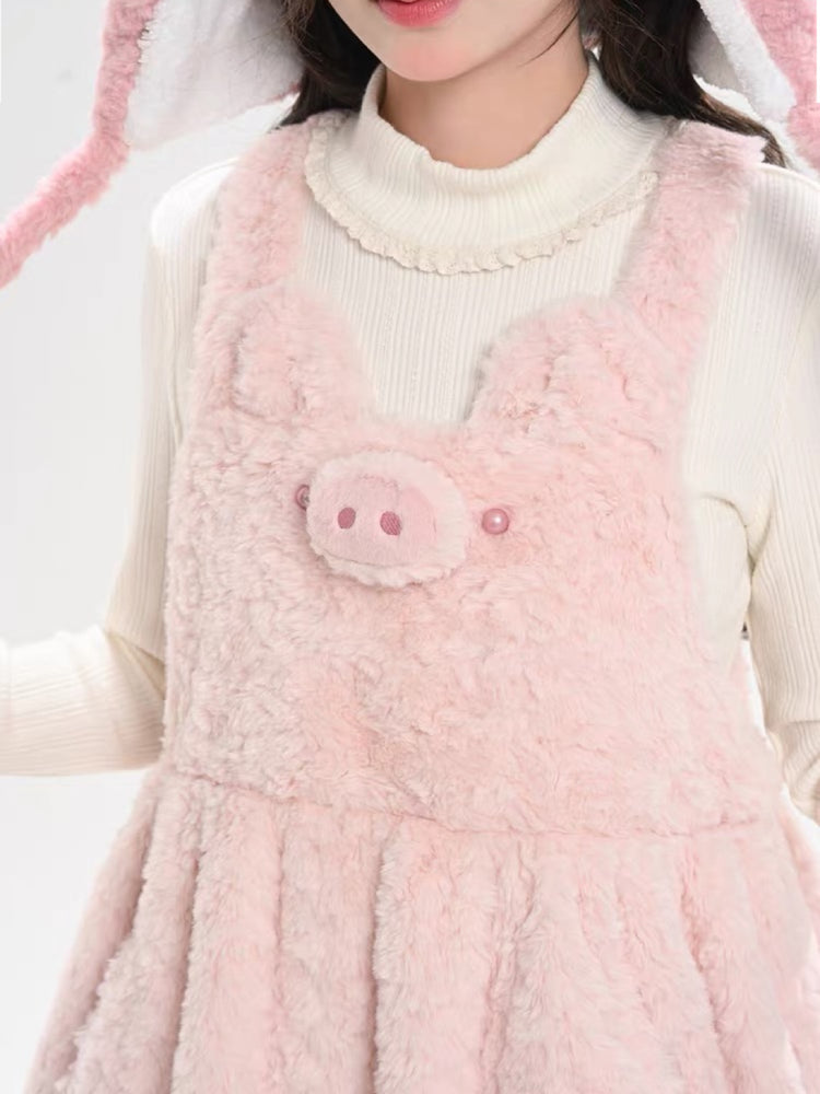 Piggy Plush Overall Dress-Dresses-ntbhshop