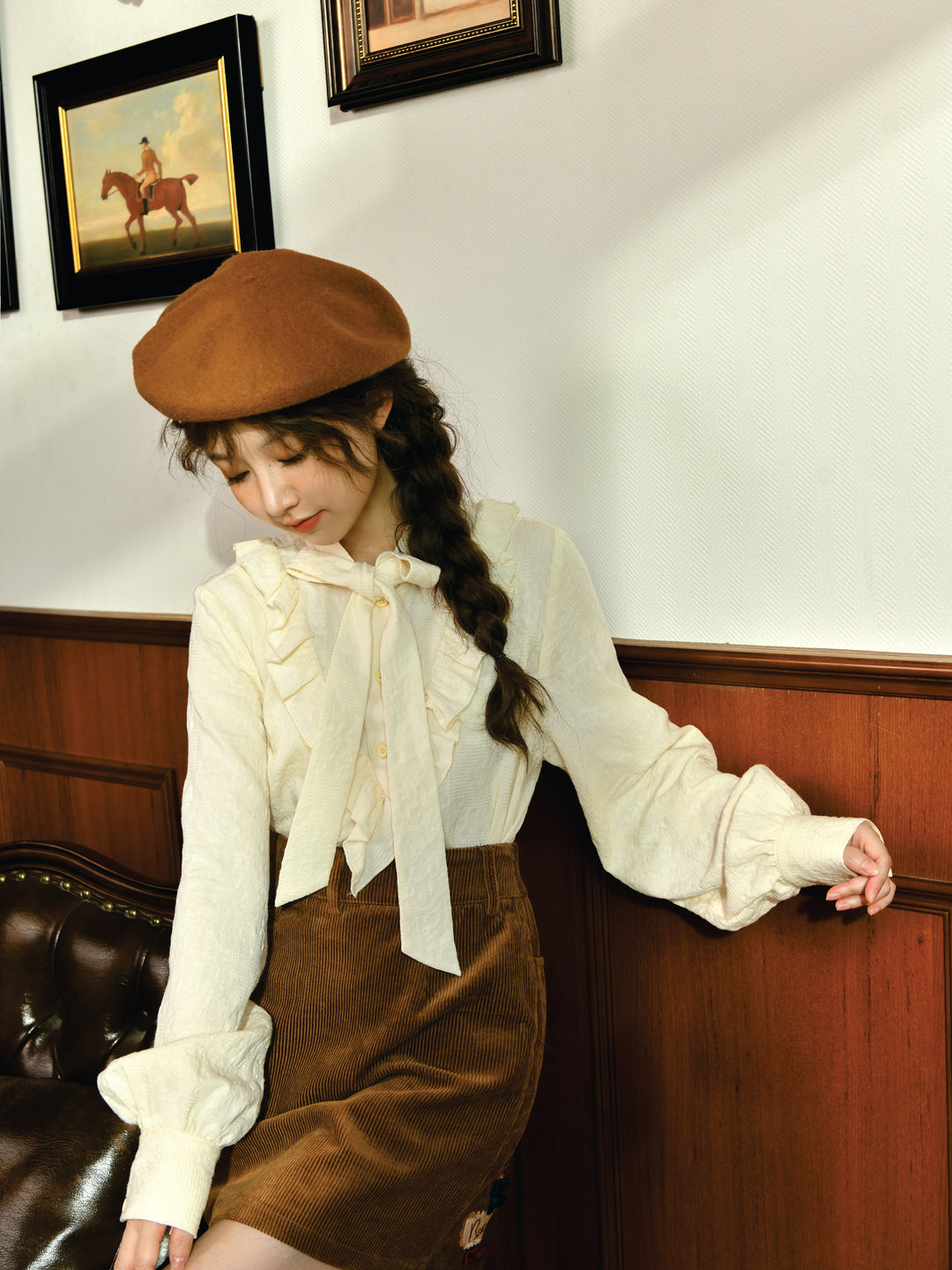 Forest Tale French Style Bow Doll Collar Blouse-ntbhshop