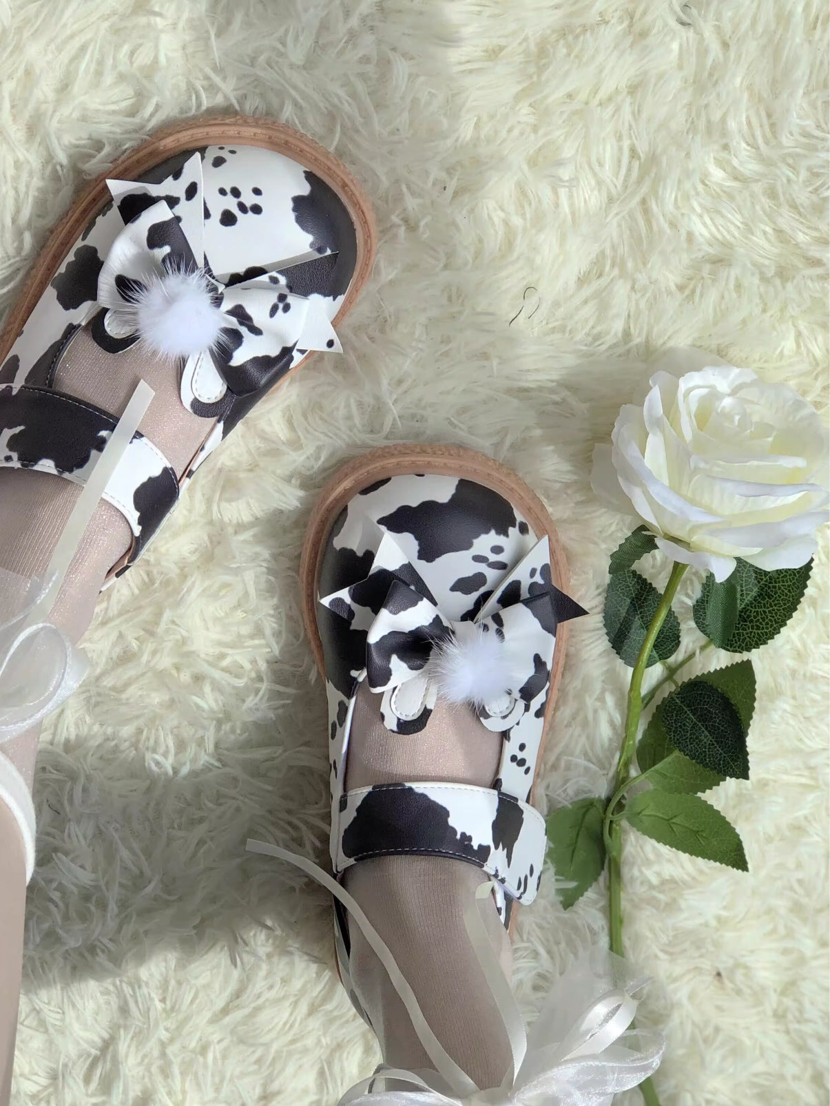 Cute Cow Printed Mary Janes-ntbhshop