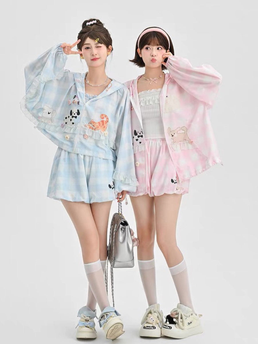 Puppy Cat Party Sunscreen Bubble Shorts-ntbhshop