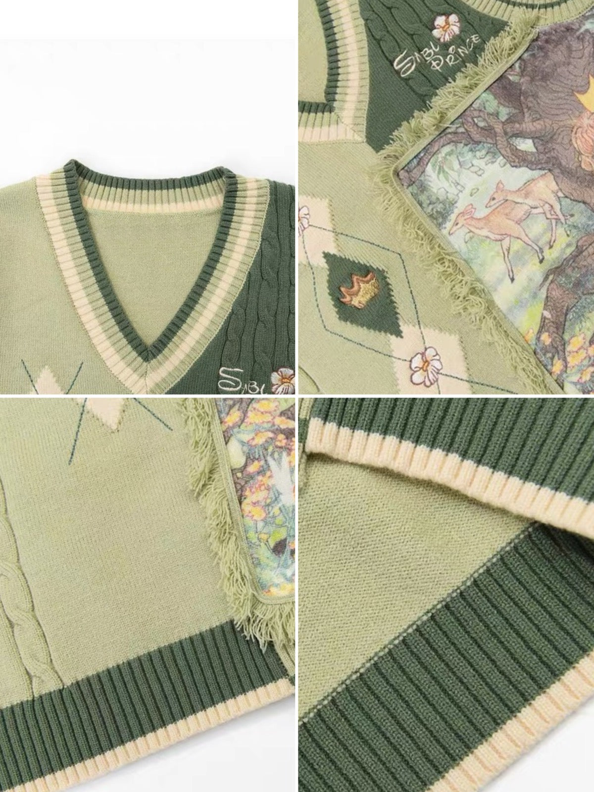Forest Prince Healing Oil Painting Knit Vest-ntbhshop