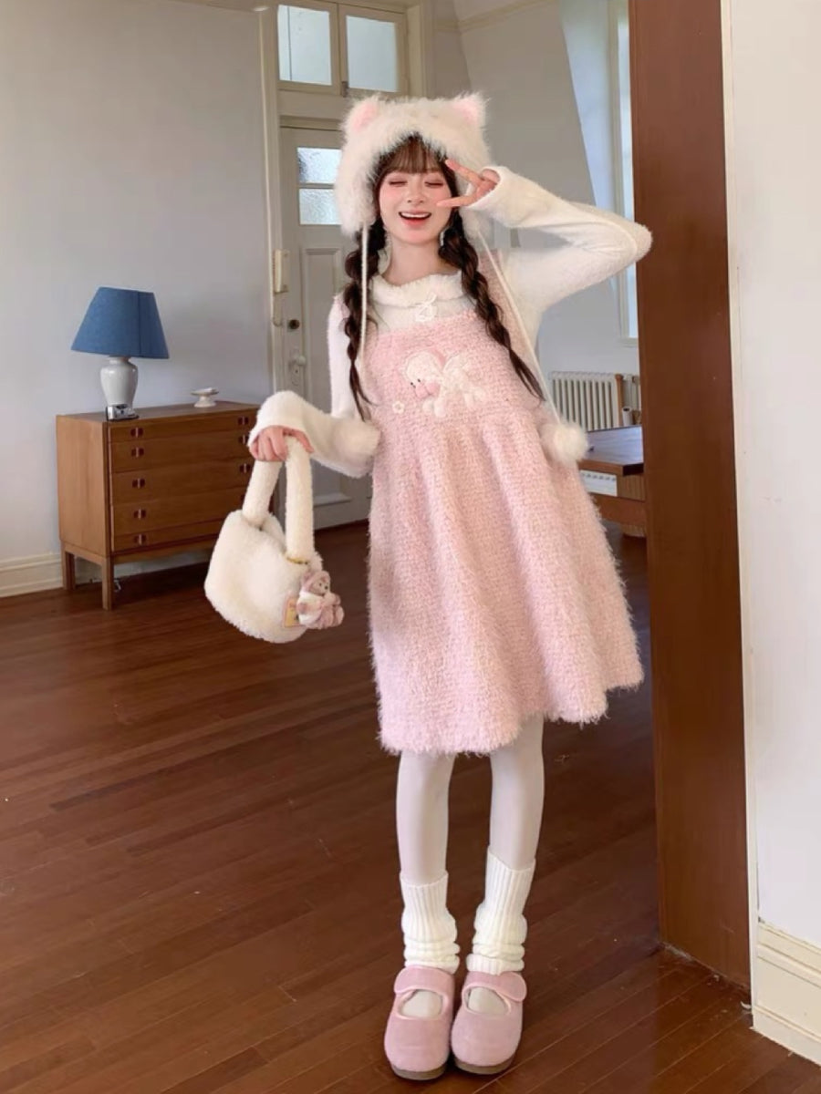 Lamb Plush Pinafore Dresses-Dresses-ntbhshop