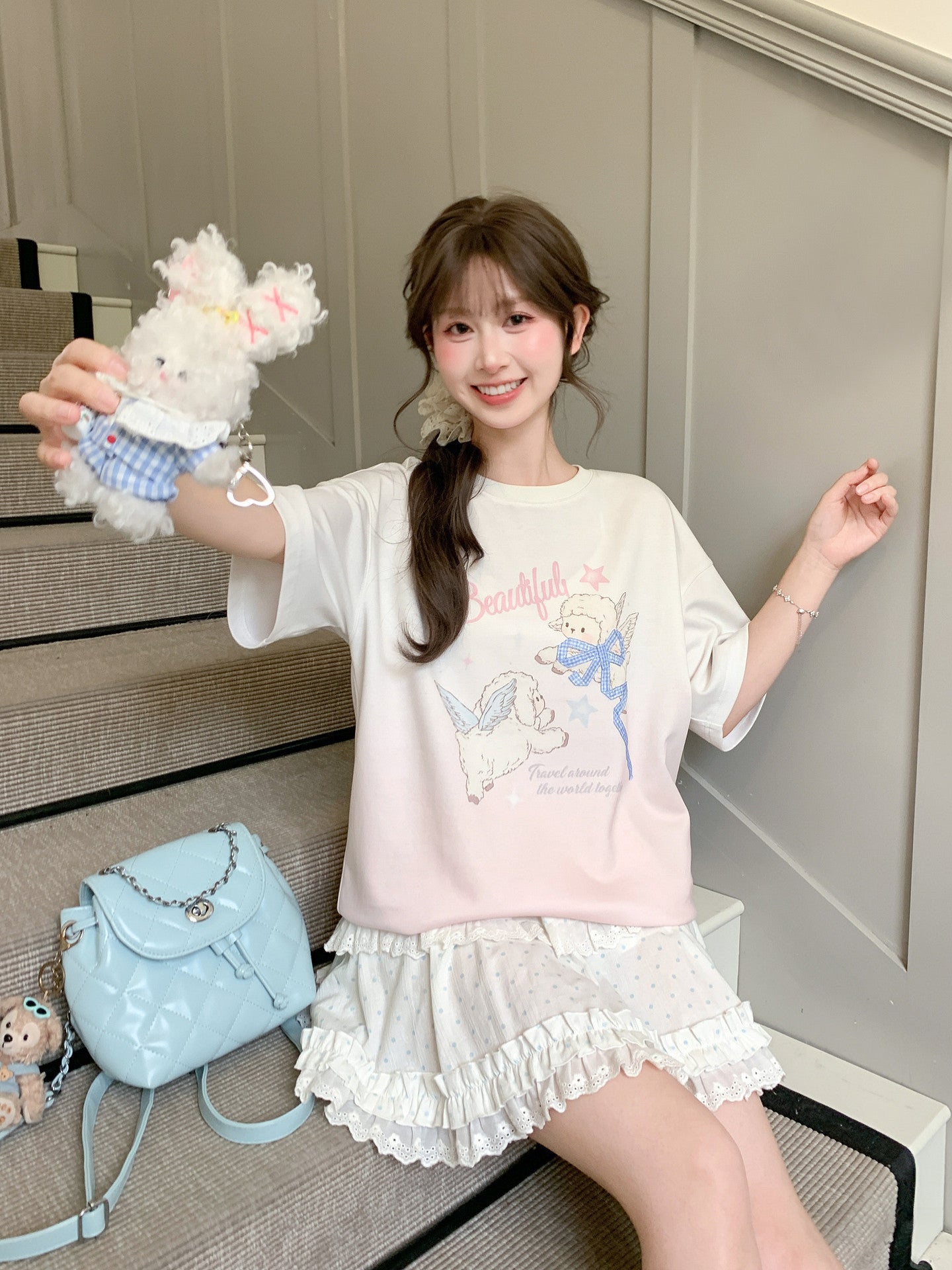 Angel Lamb Gradient Tees-Tops-ntbhshop