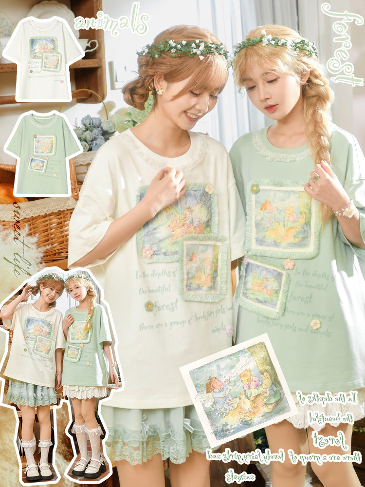 Forest Prince Healing Oil Painting Mint Short Sleeve Tees-ntbhshop